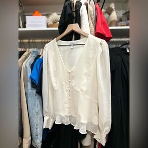 Nine West Cream Blouse, Size Large